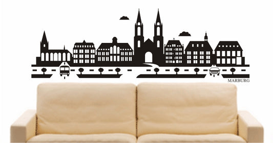 WANDTATTOO e834 Skyline Stadt - Marburg (Deutschland) Design 1