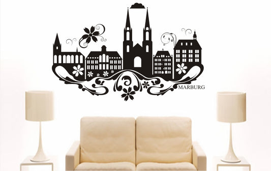WANDTATTOO e834 Skyline Stadt - Marburg (Deutschland) Design 3