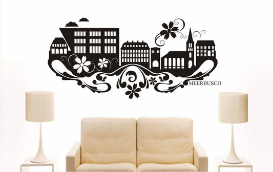 WANDTATTOO e836 Skyline Stadt - Meerbusch (Deutschland) Design 3