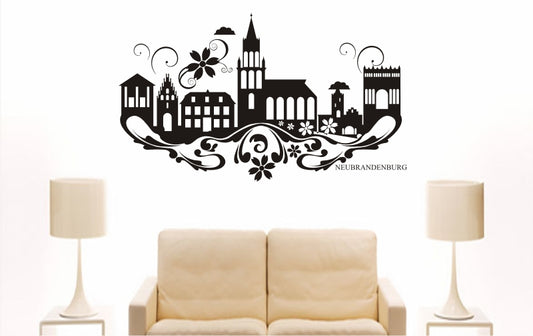 WANDTATTOO e844 Skyline Stadt - Neubrandenburg (Deutschland) Design 3