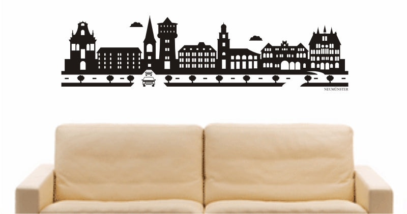 WANDTATTOO e845 Skyline Stadt - Neumünster (Deutschland) Design 2