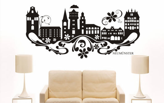 WANDTATTOO e845 Skyline Stadt - Neumünster (Deutschland) Design 3