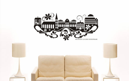 WANDTATTOO e847 Skyline Stadt - Neustadt an der Weinstraße (Deutschland) Design 3