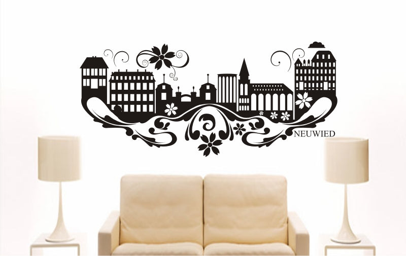 WANDTATTOO e849 Skyline Stadt - Neuwied (Deutschland) Design 3
