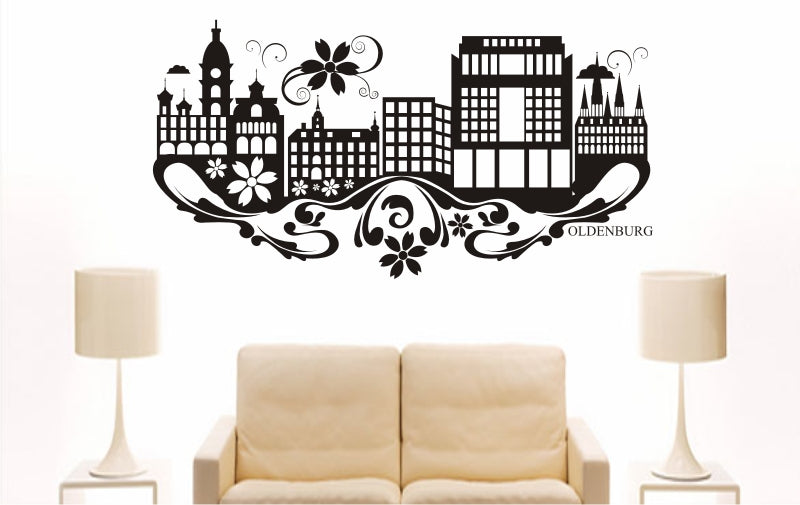 WANDTATTOO e856 Skyline Stadt - Oldenburg (Deutschland) Design 3