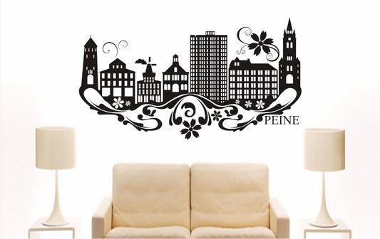 WANDTATTOO e860 Skyline Stadt - Peine (Deutschland) Design 3