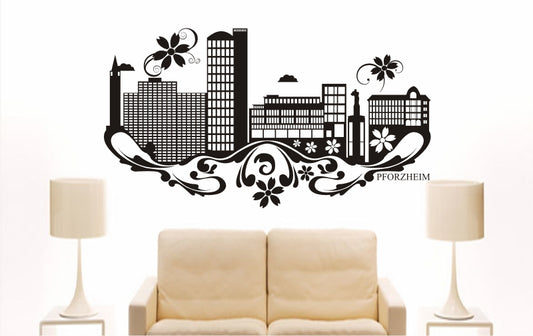 WANDTATTOO e861 Skyline Stadt - Pforzheim (Deutschland) Design 3
