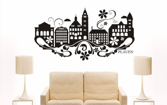 WANDTATTOO e862 Skyline Stadt - Plauen (Deutschland) Design 3