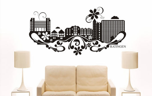 WANDTATTOO e865 Skyline Stadt - Ratingen (Deutschland) Design 3