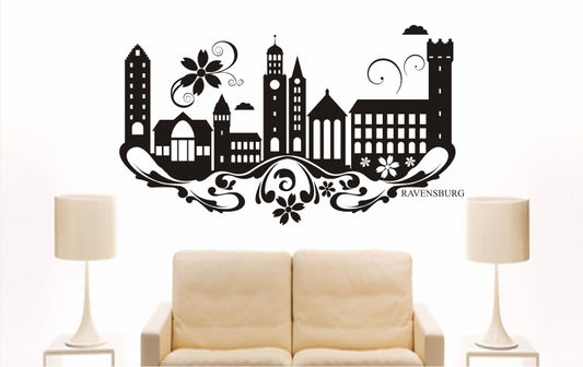 WANDTATTOO e866 Skyline Stadt - Ravensburg (Deutschland) Design 3