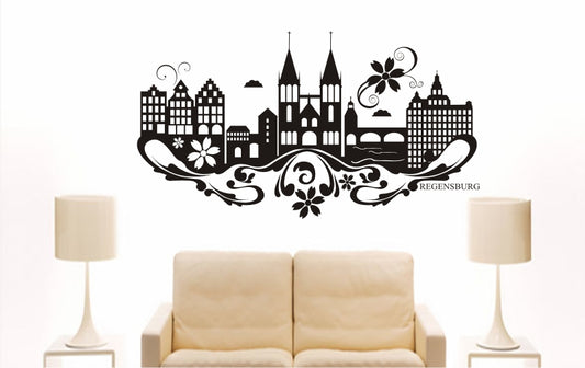 WANDTATTOO e868 Skyline Stadt - Regensburg (Deutschland) Design 3