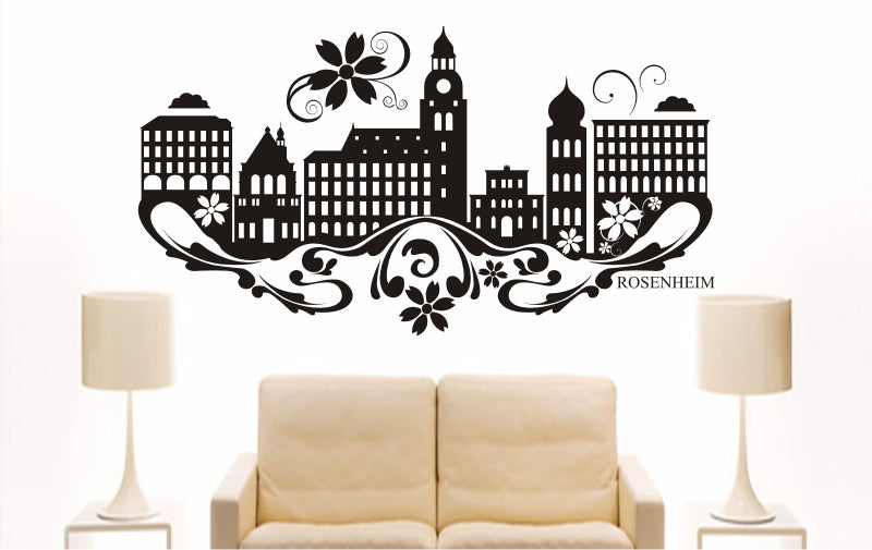 WANDTATTOO e872 Skyline Stadt - Rosenheim (Deutschland) Design 3