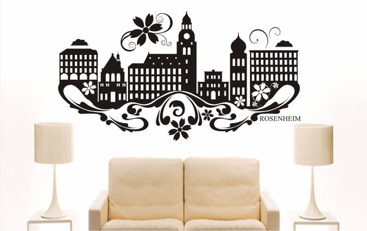 WANDTATTOO e872 Skyline Stadt - Rosenheim (Deutschland) Design 3