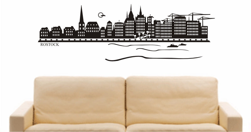 WANDTATTOO e873 Skyline Stadt - Rostock (Deutschland) Design 2