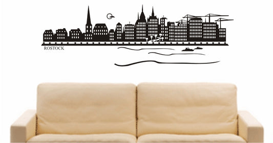 WANDTATTOO e873 Skyline Stadt - Rostock (Deutschland) Design 2