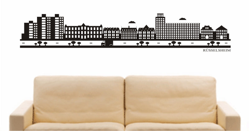 WANDTATTOO e874 Skyline Stadt - Rüsselsheim (Deutschland) Design 2