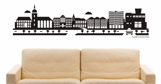 WANDTATTOO e877 Skyline Stadt - Sankt Augustin (Deutschland) Design 2