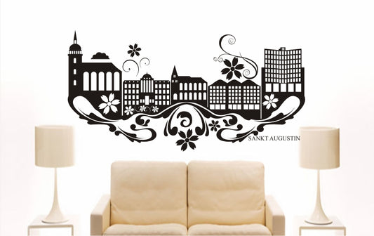 WANDTATTOO e877 Skyline Stadt - Sankt Augustin (Deutschland) Design 3