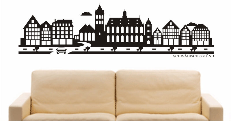 WANDTATTOO e878 Skyline Stadt - Schwäbisch Gmünd (Deutschland) Design 2