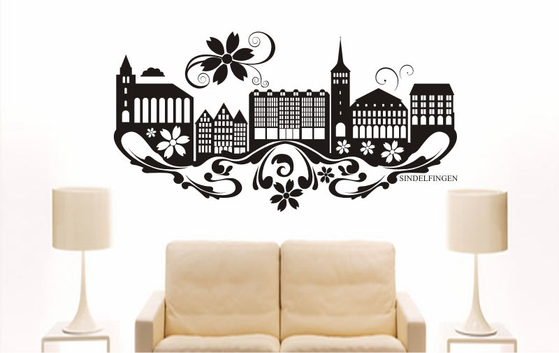 WANDTATTOO e883 Skyline Stadt - Sindelfingen (Deutschland) Design 3