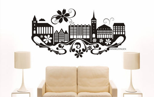 WANDTATTOO e883 Skyline Stadt - Sindelfingen (Deutschland) Design 3