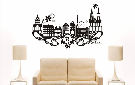 WANDTATTOO e884 Skyline Stadt - Soest (Deutschland) Design 3