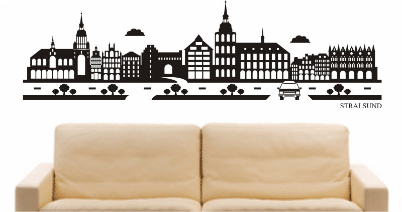 WANDTATTOO e888 Skyline Stadt - Stralsund (Deutschland) Design 2