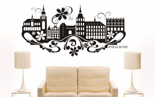 WANDTATTOO e888 Skyline Stadt - Stralsund (Deutschland) Design 3