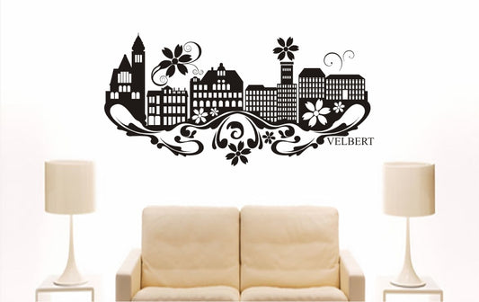 WANDTATTOO e895 Skyline Stadt - Velbert (Deutschland) Design 3