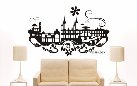 WANDTATTOO e902 Skyline Stadt - Wiesbaden (Deutschland) Design 3