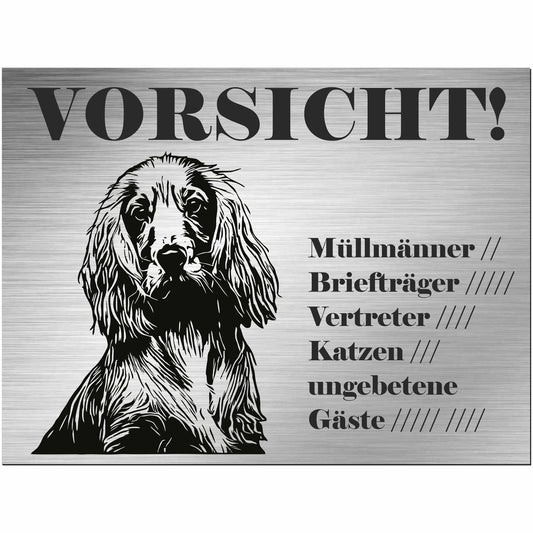 Englisch Cocker Spaniel - Schild bedruckt - Alu-Dibond Edelstahl Look