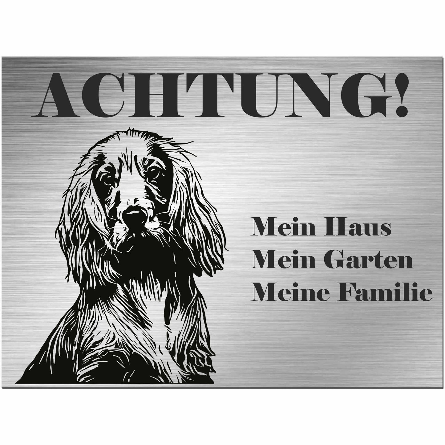 Englisch Cocker Spaniel - Schild bedruckt - Alu-Dibond Edelstahl Look