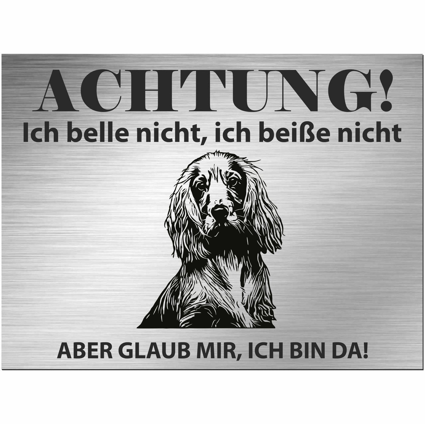 Englisch Cocker Spaniel - Schild bedruckt - Alu-Dibond Edelstahl Look