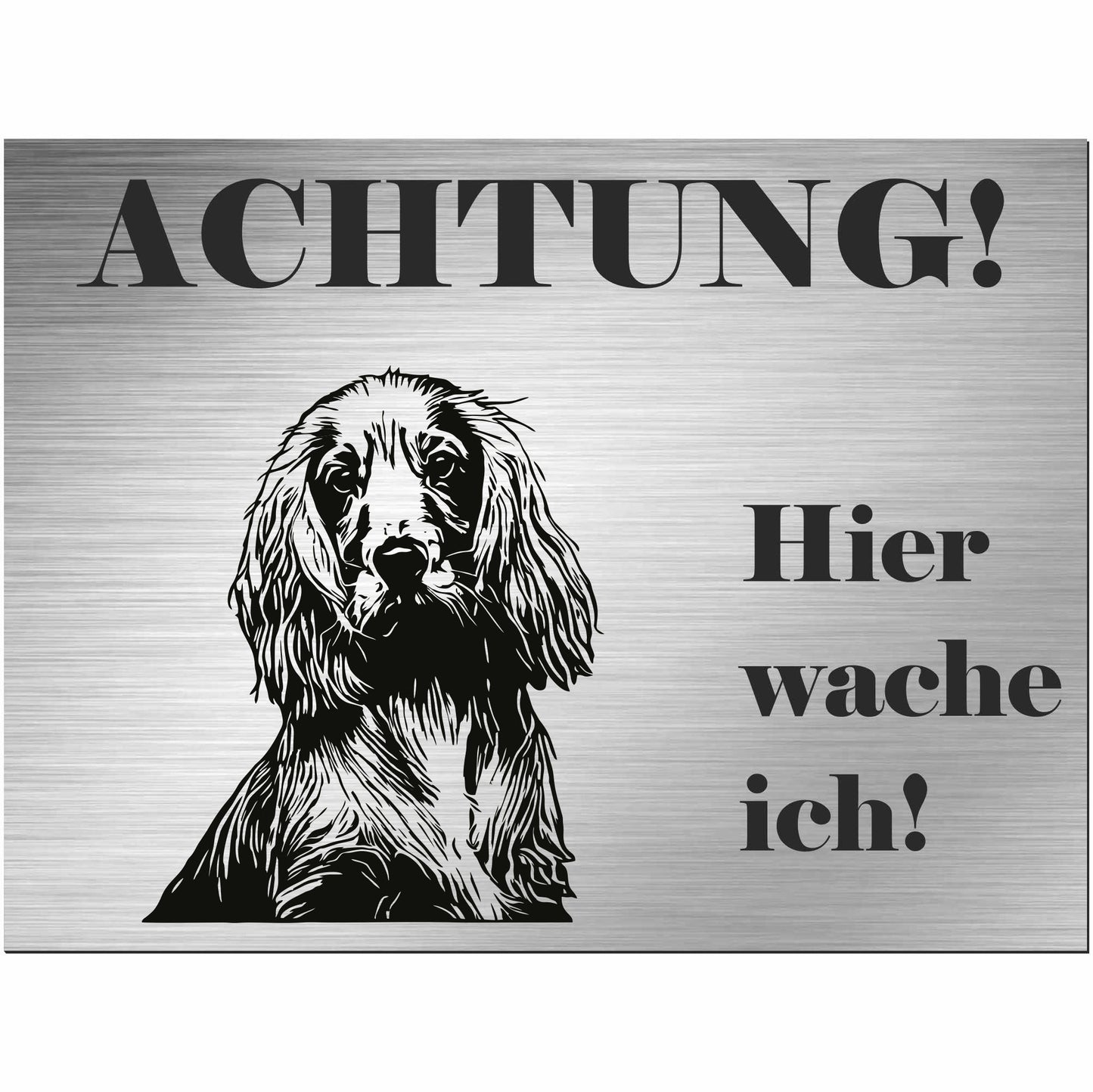 Englisch Cocker Spaniel - Schild bedruckt - Alu-Dibond Edelstahl Look