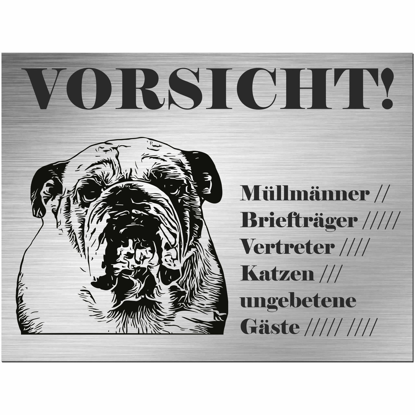 Französische Bulldogge - Schild bedruckt - Alu-Dibond Edelstahl Look