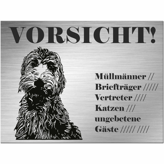 Golden Retriever - Schild bedruckt - Alu-Dibond Edelstahl Look