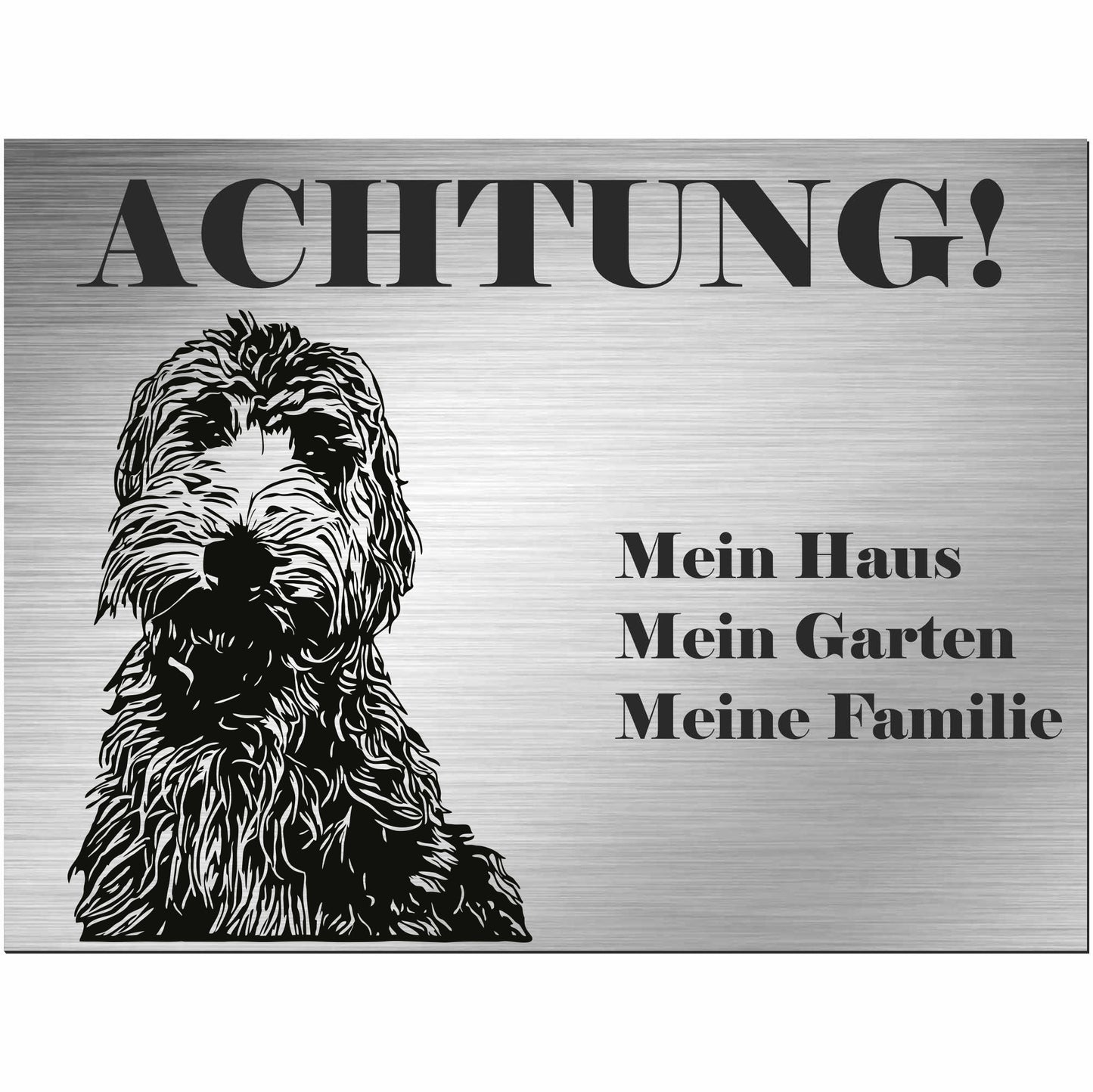 Golden Retriever - Schild bedruckt - Alu-Dibond Edelstahl Look