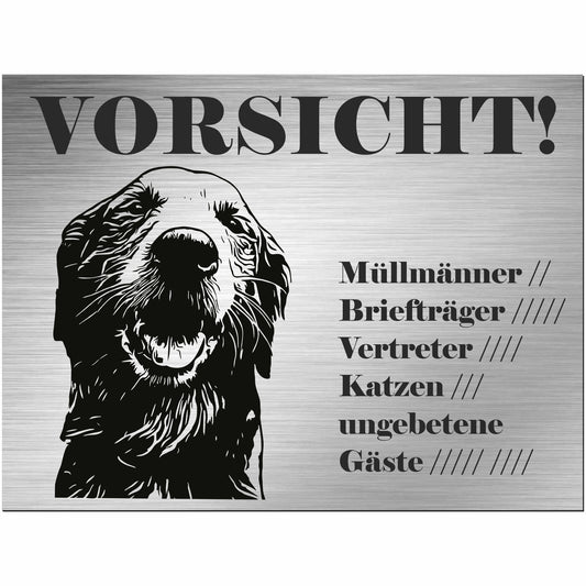 Goldendoodle - Schild bedruckt - Alu-Dibond Edelstahl Look