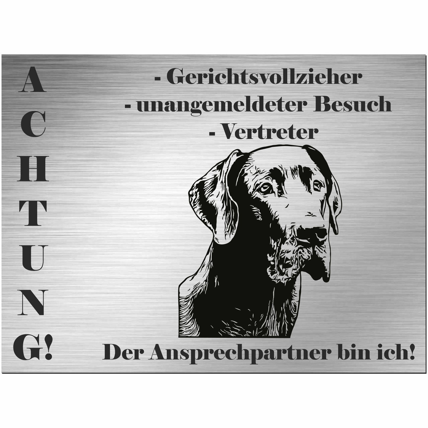 Deutsche Dogge - Schild bedruckt - Alu-Dibond Edelstahl Look