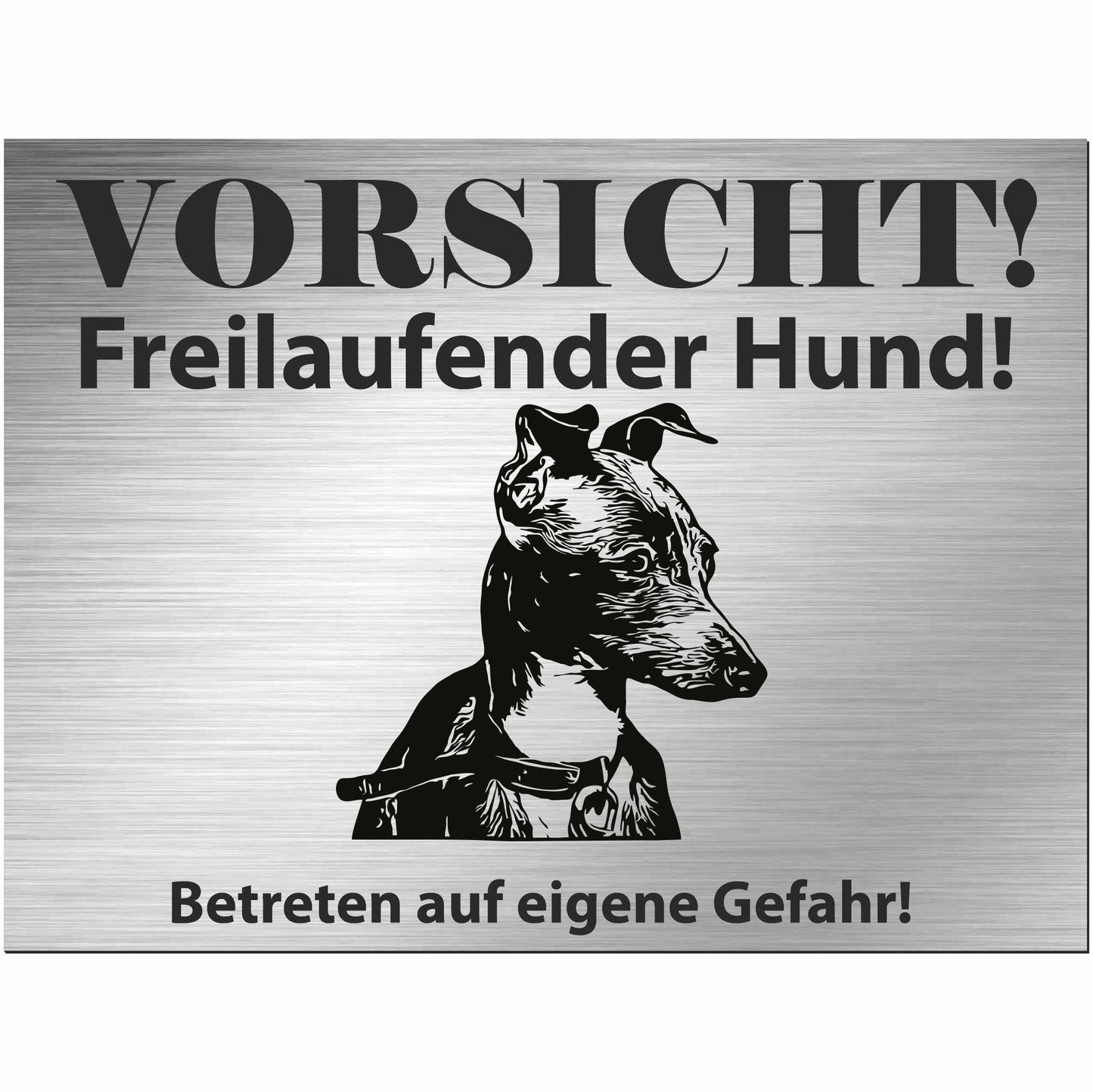 Greyhound Windhund - Schild bedruckt - Alu-Dibond Edelstahl Look