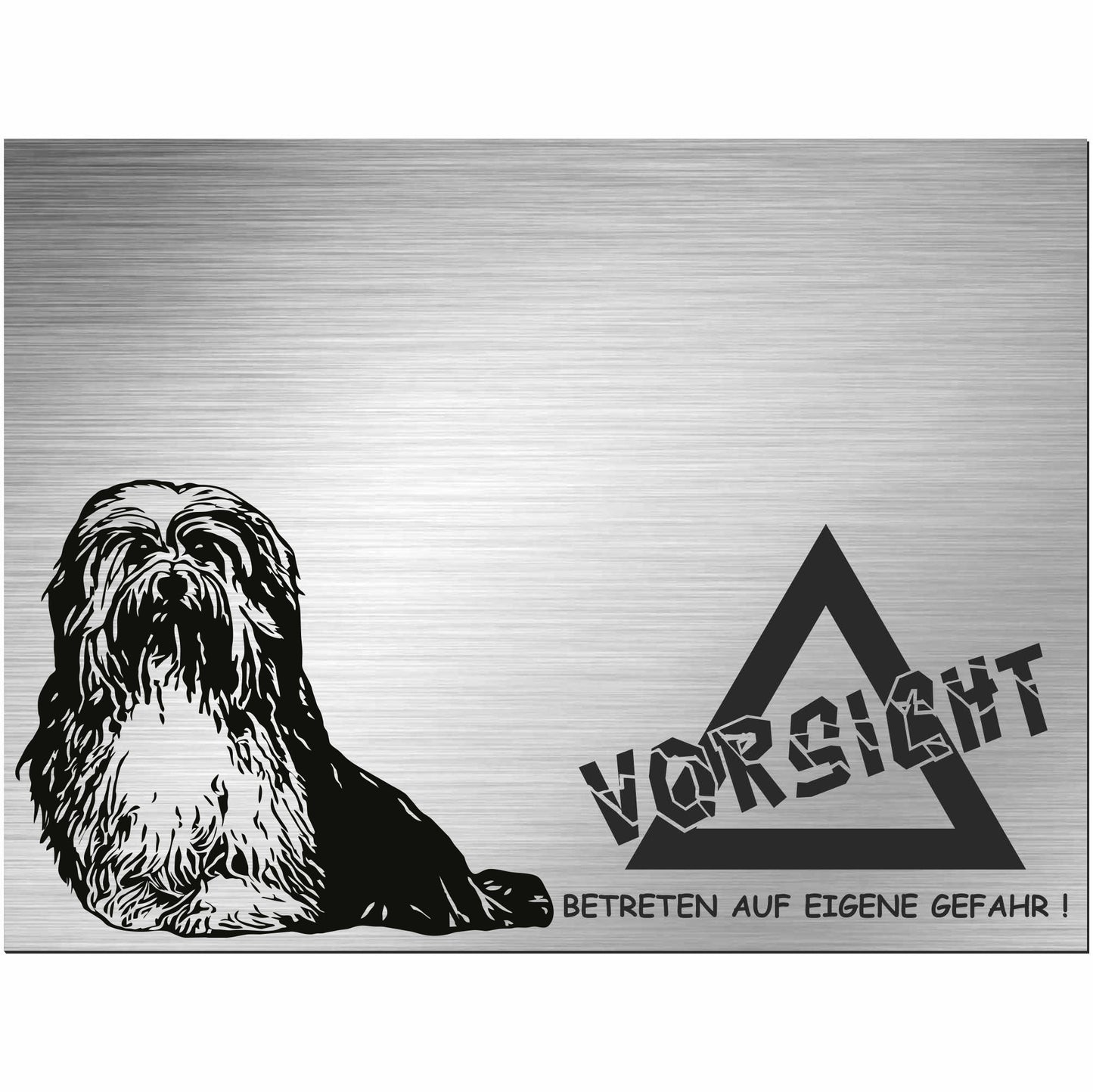 Havaneser - Schild bedruckt - Alu-Dibond Edelstahl Look
