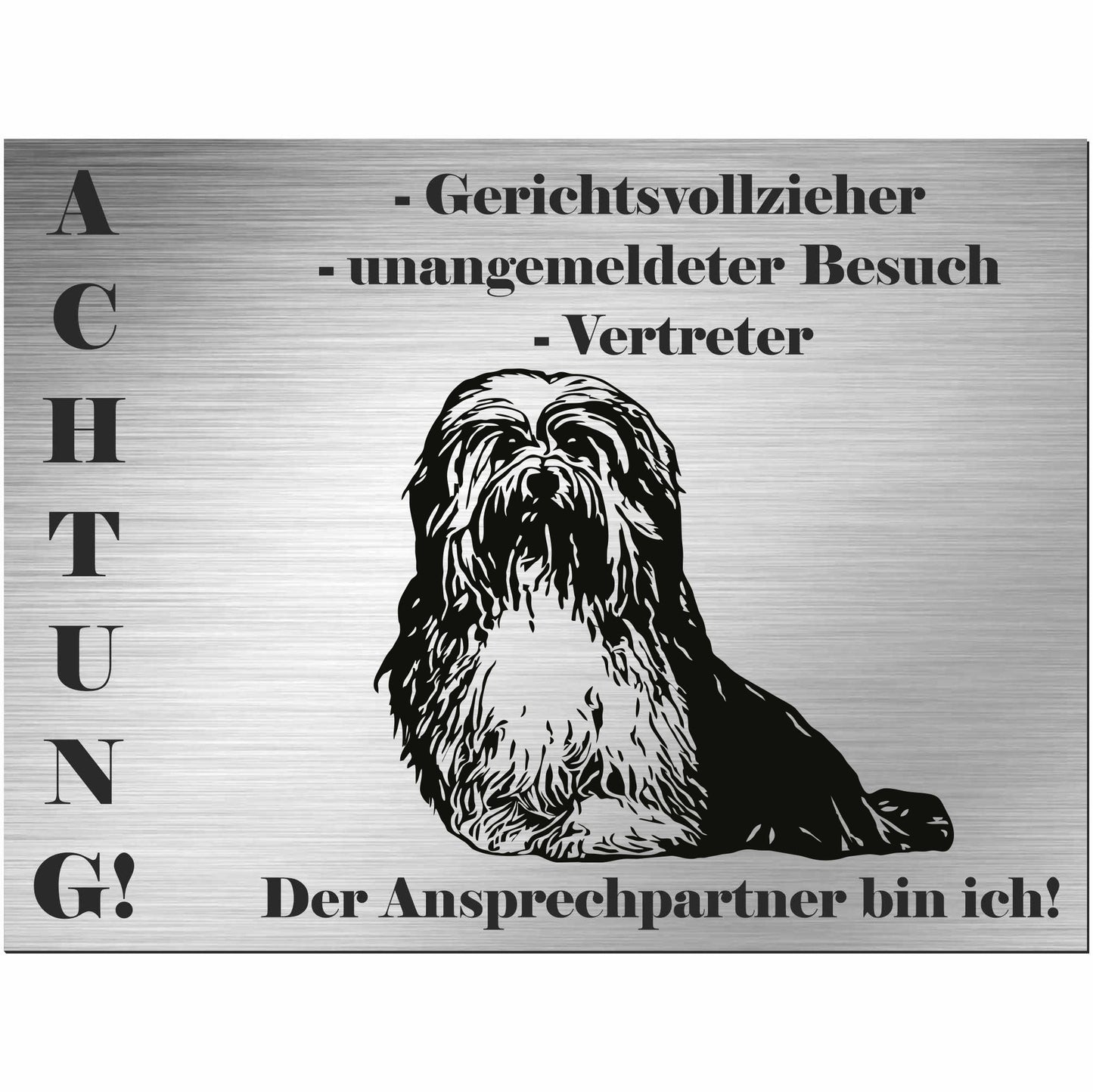 Havaneser - Schild bedruckt - Alu-Dibond Edelstahl Look