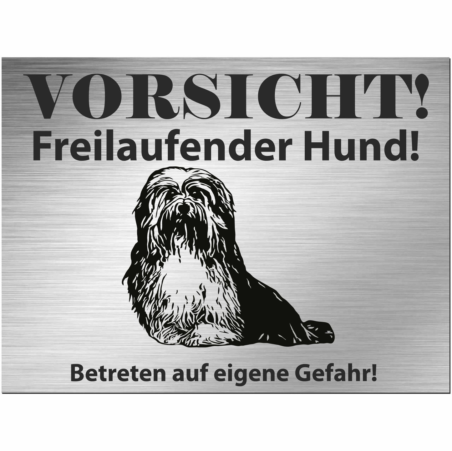 Havaneser - Schild bedruckt - Alu-Dibond Edelstahl Look