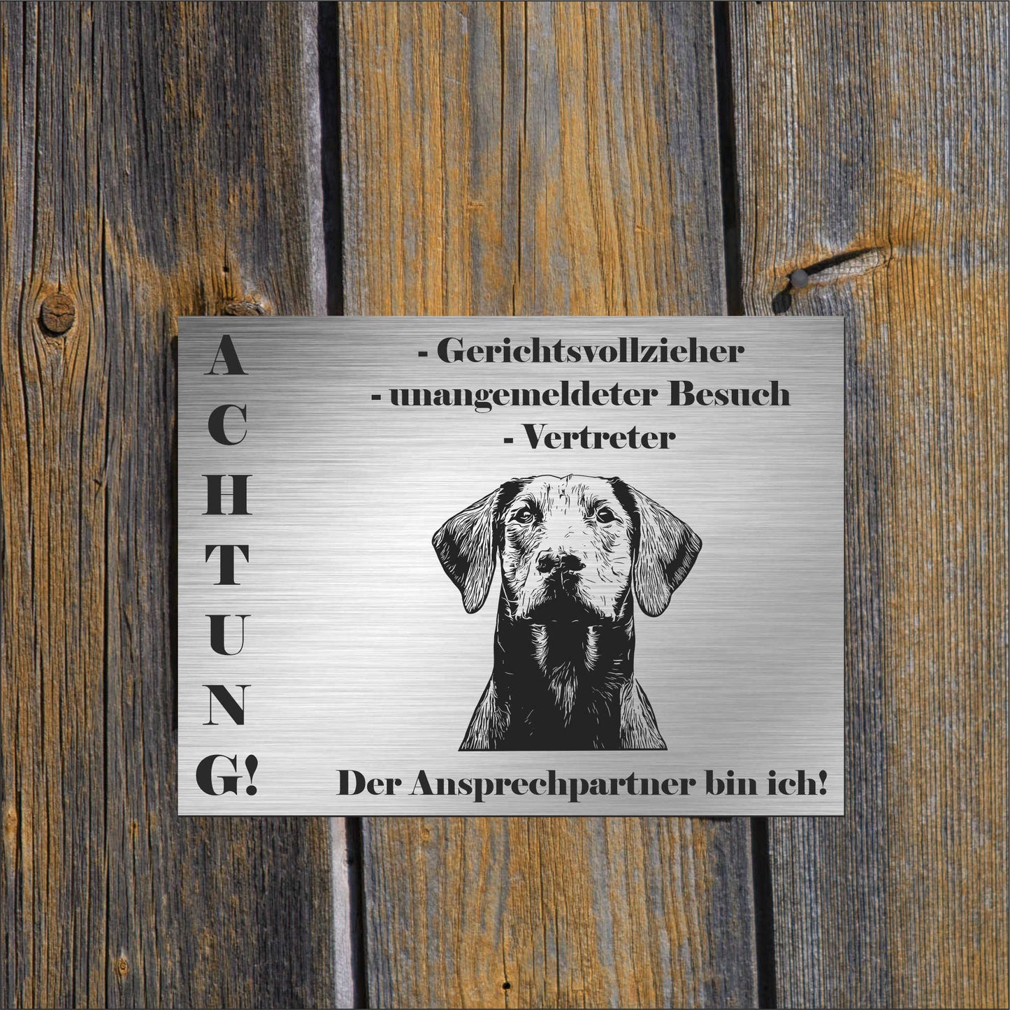 Pitbull Terrier  - Schild bedruckt - Alu-Dibond Edelstahl Look