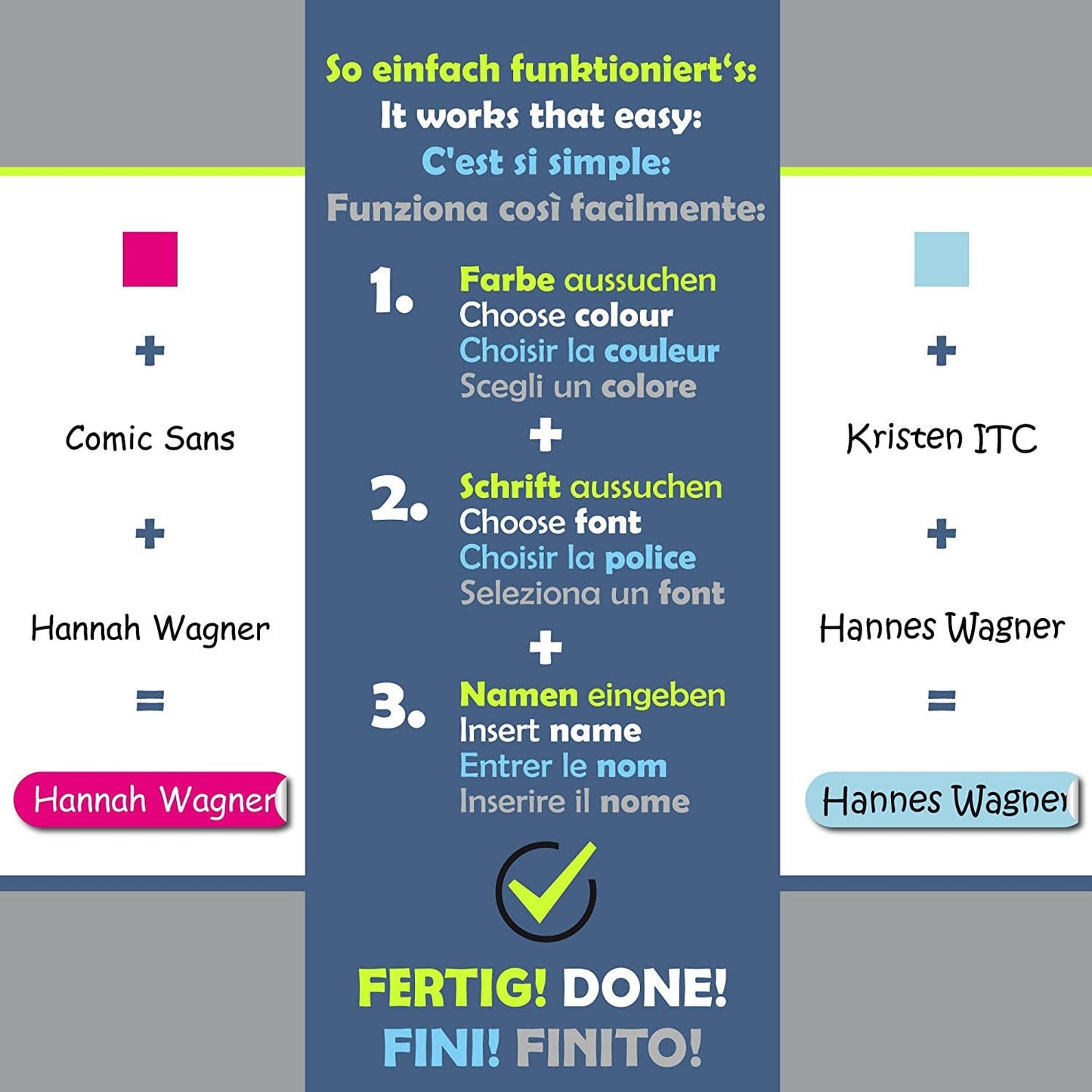 10-420 Aufkleber - Namensaufkleber - selbstklebend - 51 x 7 mm für Kinder, Schule, KITA - 0014
