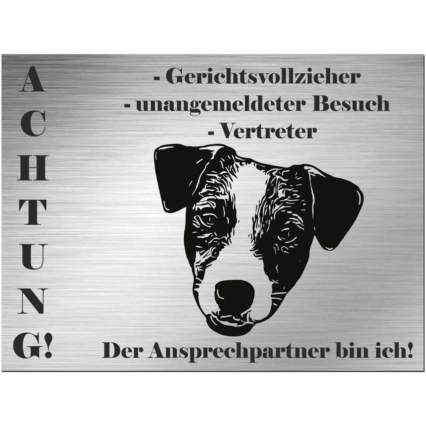 Jack Russell Terrier - Schild bedruckt - Alu-Dibond Edelstahl Look