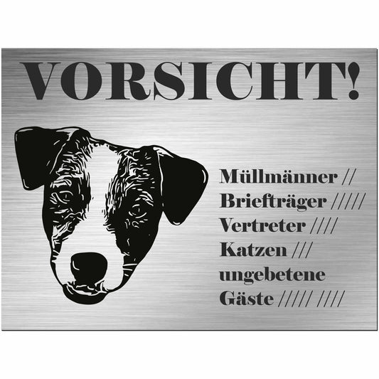 Jack Russell Terrier - Schild bedruckt - Alu-Dibond Edelstahl Look