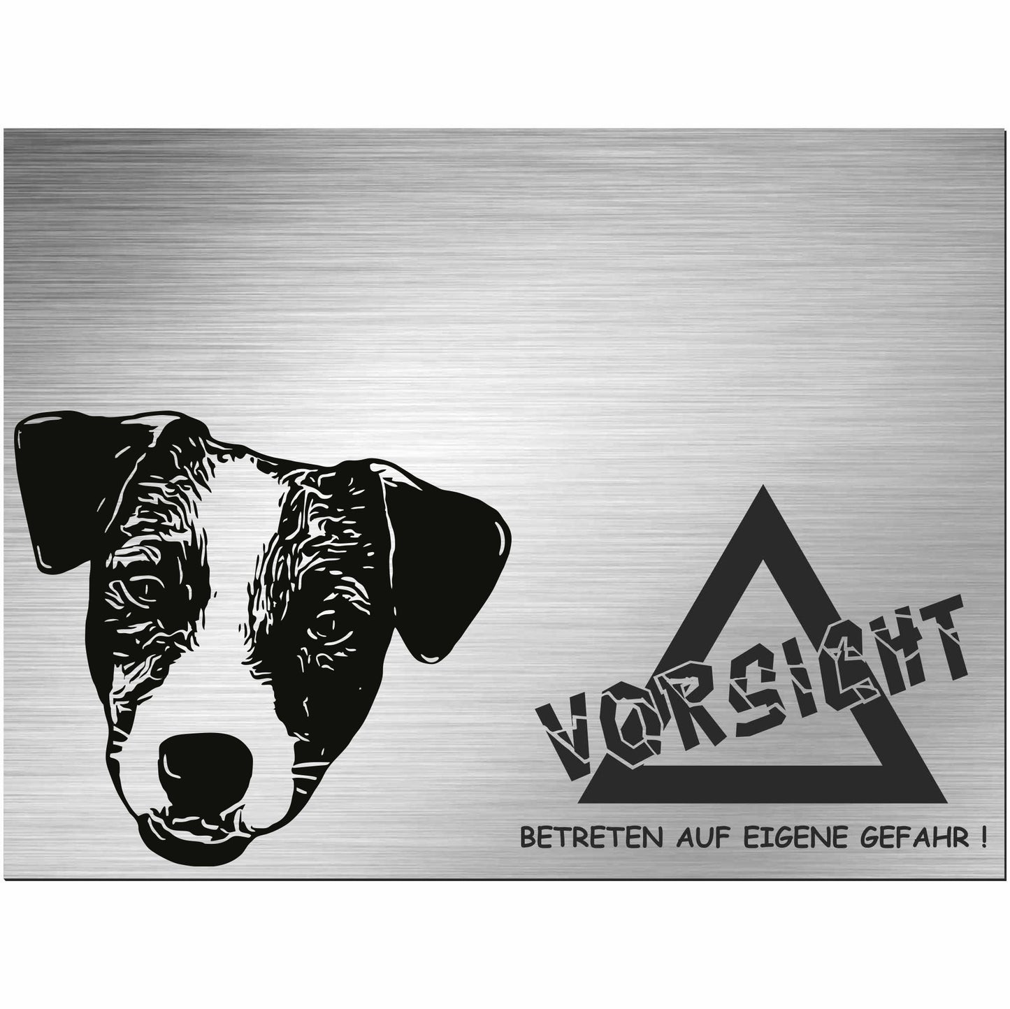 Jack Russell Terrier - Schild bedruckt - Alu-Dibond Edelstahl Look