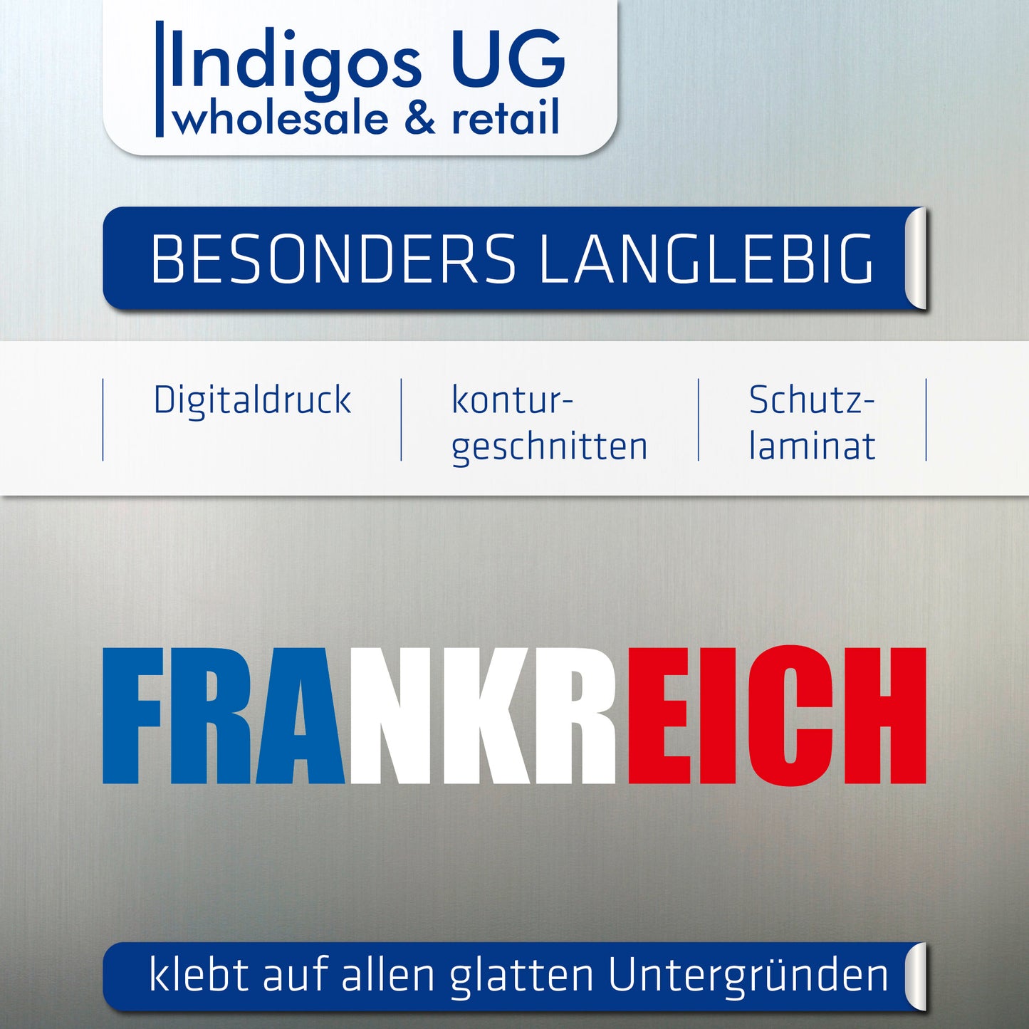 Aufkleber - Autoaufkleber - Frankreich - Schriftzug - Heckscheibenaufk –  INDIGOS UG