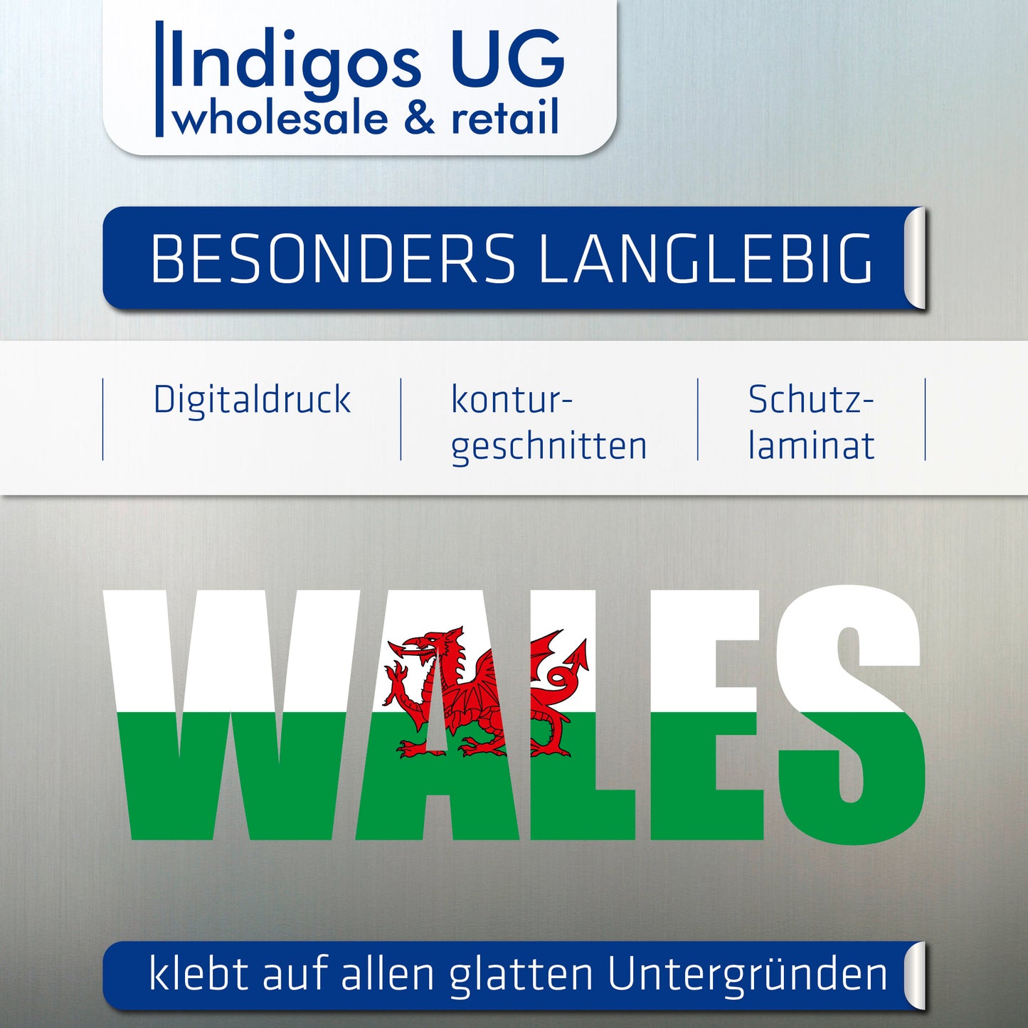 Aufkleber - Autoaufkleber - Wales - Schriftzug - Heckscheibenaufkleber